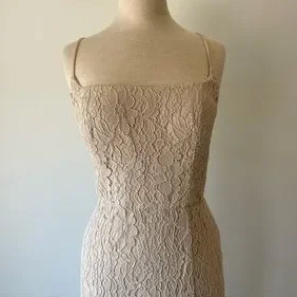 Cream Size 12 Hayley Paige Occasions Floor Length Evening Gown - Great Condition